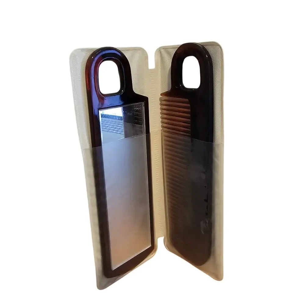 Vintage Cat Mirror and Comb Set Travel Kitty 70s Cottage Retro Granny Kittens
